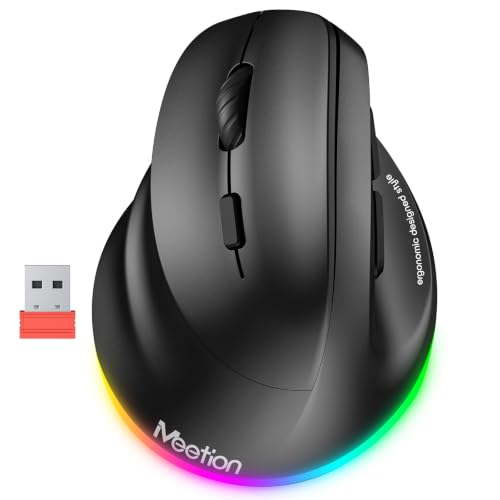 Left-Handed Ergonomic Mouse, Wireless Vertical Rgb Rechargeable Mouse, Bluetooth(5.2 + 3.0) & Usb-A With Usb-C Adapter 4 Adjustable Dpi Mice For Mac/Windows/Pc/Tablet/Ipad Black