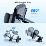 Phone Mount For Car, [ Off-Road Level Suction Cup Protection ] 3In1 Long Arm Suction Cup Holder Universal Cell Phone Holder Mount Dashboard Windshield Vent Compatible With All Smartphones