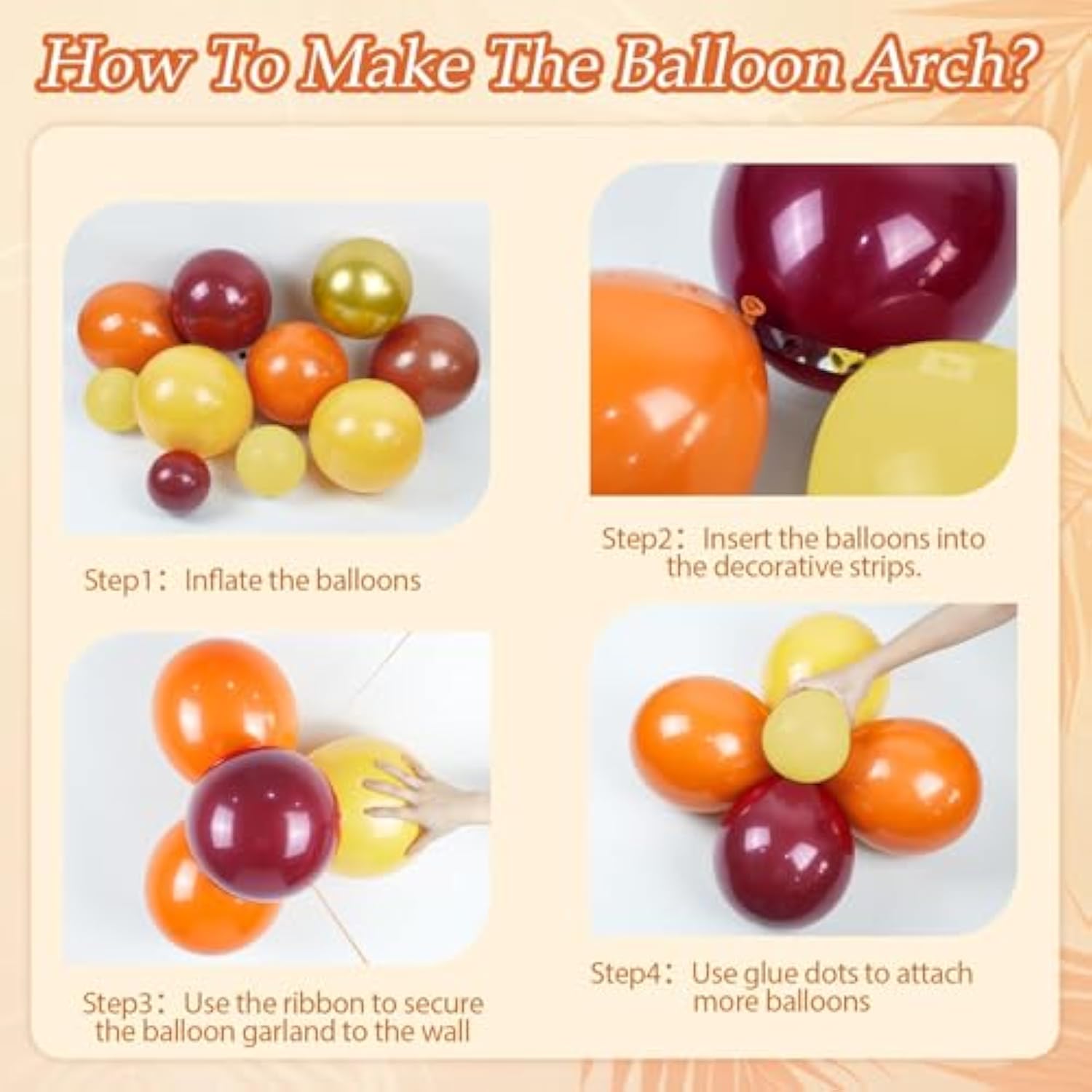 141PCS Thanksgiving Balloon Arch Kit with Mustard Burgundy Orange Fall Balloons