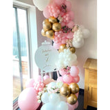 Pink And Gold Balloons Set - 12 Inch Light Pink White Balloons Shiny Metallic Gold Balloon Glitter Confetti Latex Balloon For Girl Women Princess Baby Shower Birthday Wedding Party Decorations