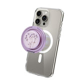 Cell Phone Grip for with Kickstand, Secure Hold for iPhone Cases, Adjustable Foldable Desktop Phone Holder Cradle Dock Compatible (141 Flower)