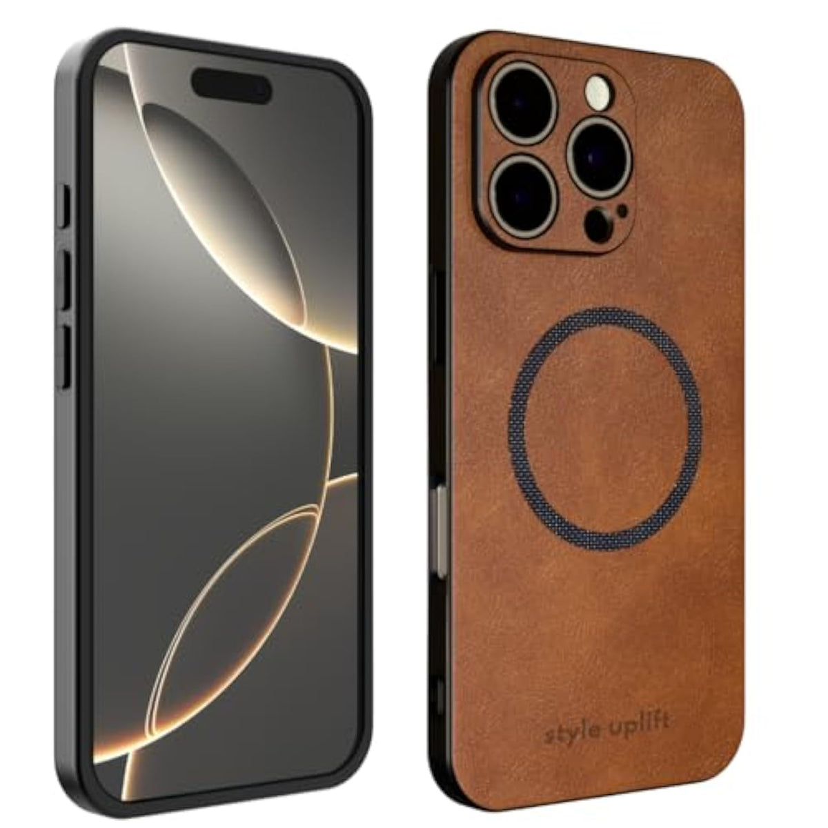 Su - Iphone 16 Pro Max Magnetic Vegan Leather Case - Su.Shield Slim & Protective Design, Compatible With Magsafe, Wireless Charging - Tan Brown, Case For Iphone 16 Pro Max (6.9")