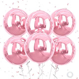 22 Inch Pink Foil Balloons, 6Pcs Large Metallic Pink Round Balloons, Baby Pink Balloon For Women Princess Birthday Party Baby Shower Wedding Decorations