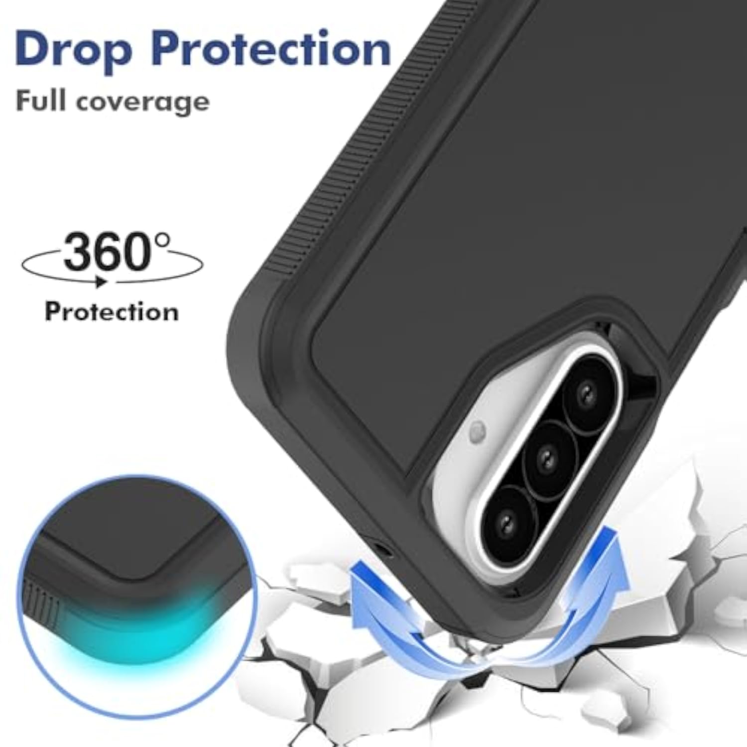 Samsung Galaxy A17 5G 2026 Case: Dual Layer Protective Heavy Duty Cell Phone Cover Shockproof Rugged with HD Screen Protector - Military Protection Bumper Tough for Samsung Galaxy A17 5G 2026, Black