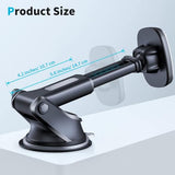 Magnetic Phone Mount, Dashboard Windshield Suction Cup Car Phone Holder Phone Mount with 6 Strong Magnets, Adjustable Telescopic Arm, Compatible with