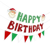 Glitter Christmas Birthday Banner Red Green Bunting Garland Party Decorations
