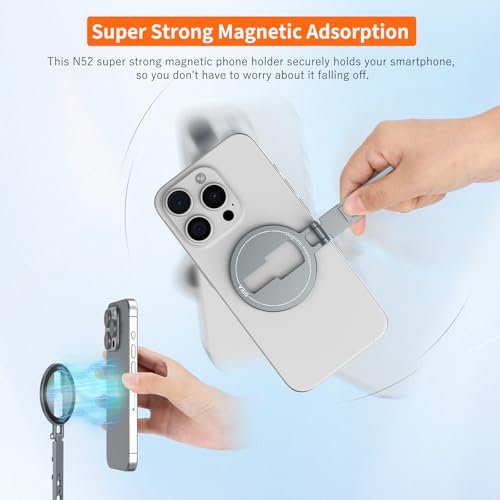 VRIG Phone Tripod Holder Mount for MagSafe,Aluminum Tripod Mount Adapter with 1/4-20 & Cold Shoe for Video Recording for iPhone 17 16 15 14 13 12 Pro