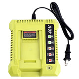 Op401 40V Fast Battery Charger Replacement For For Ryobi 40V Battery Charger Op404 Zrop401, Compatible With Ryobi 40Volts Lithium Battery Op4040 Op4050 Op4050A Op40601 Op4026 Op4015 Op4030