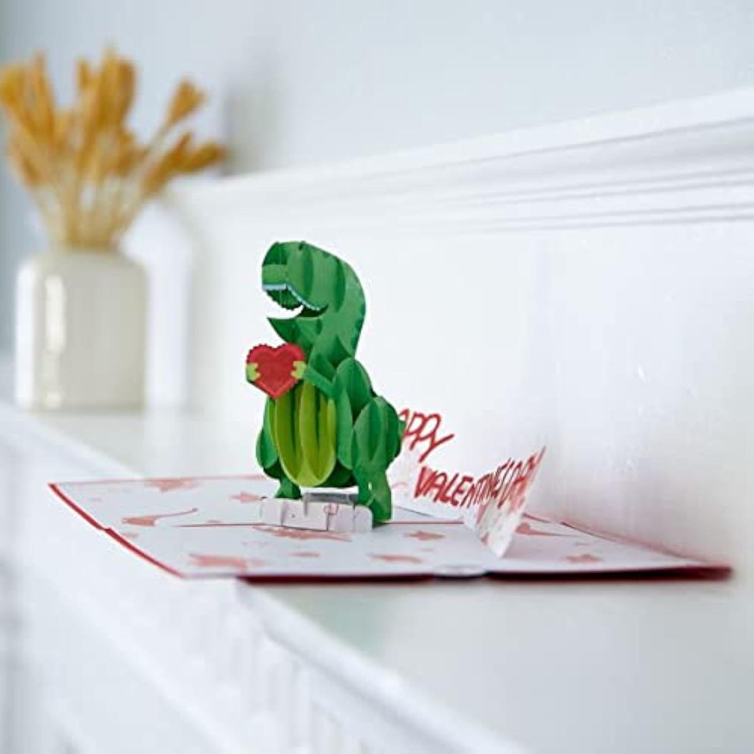 Valentines Day Card For Her, Him - 3D Romantic Greeting Pop-Up Cards - T-Rex You Make My Heart Saur - 5" X 7" - Blank Notecard & Envelope Included