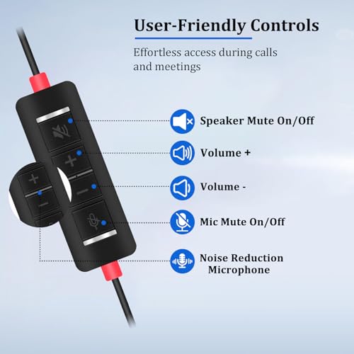 USB Headset with Microphone for PC, Wired USB Headphones with ENC Dual Noise Cancelling Microphone, Computer Headset for PC Laptop Mac Skype Zoom