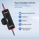 USB Headset with Microphone for PC, Wired USB Headphones with ENC Dual Noise Cancelling Microphone, Computer Headset for PC Laptop Mac Skype Zoom