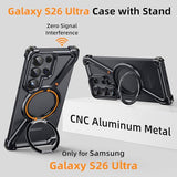 for  Galaxy S26 Ultra Case with Magnetic Stand, Frameless Metal S26 Ultra Slim Case with S Pen Cutout, Drop-Proof Protective Cover for Galaxy