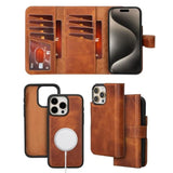 Wallet Case For Iphone 15 Pro Max, Trifold Leather Wallet, Detachable Magnetic Flip Folio Cover, Card Holder, Iphone 15 Pro Max Wallet Case, Magsafe Compatible, Rfid Blocking (Vintage Brown)