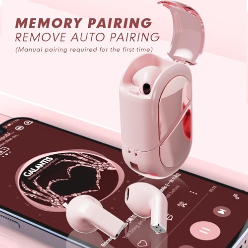 Pink Heart Wireless Earbuds for Girls Kids, Cute Small Mini Tiny Invisible Earbuds Wireless Bluetooth for Small Ears Canals Women Rose Gold Kawai
