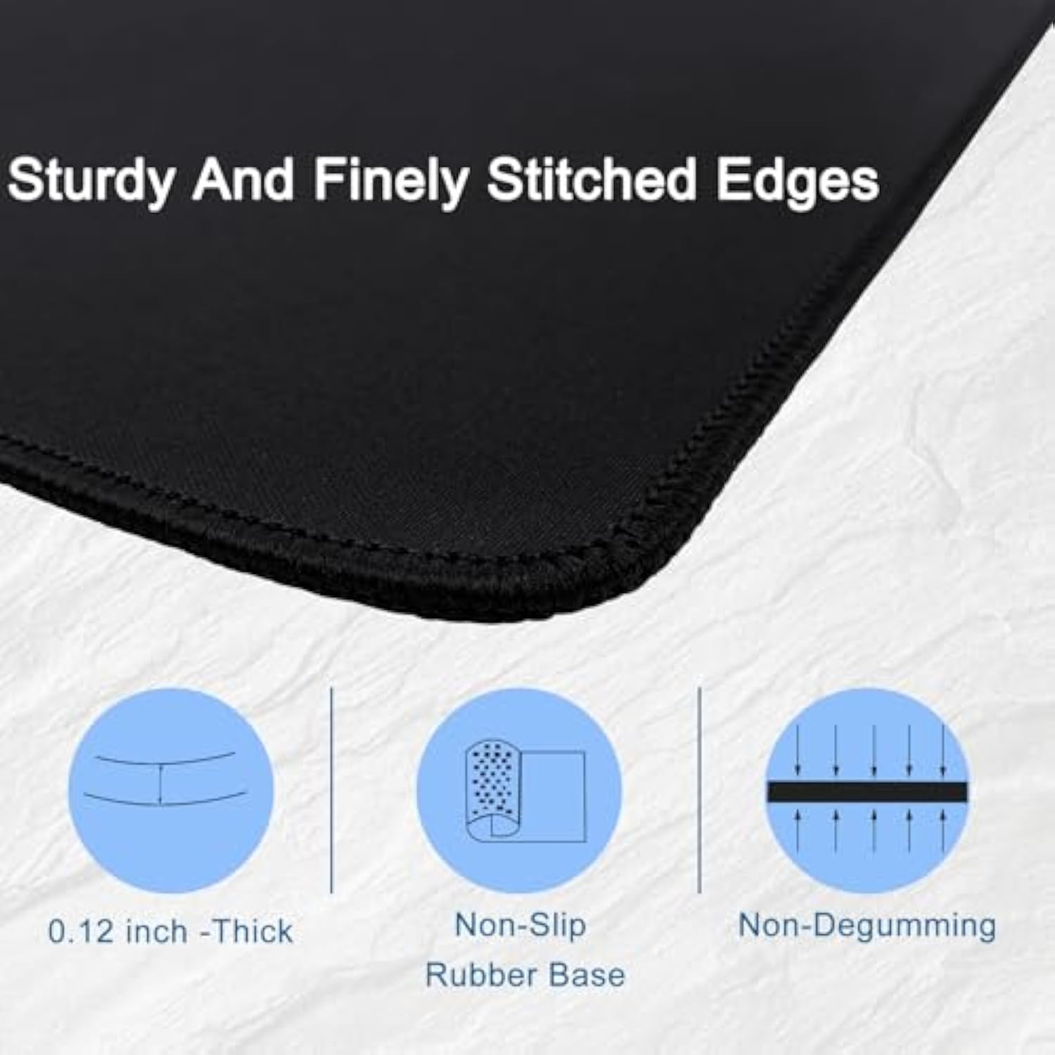 Professional Repel-Spill Mouse Pad - Black, 9.45 X 7.87 X 0.12Inch, Anti-Slip Rubber Base, Sturdy Stitched Edge, Suitable For Various Office And Home Scenarios