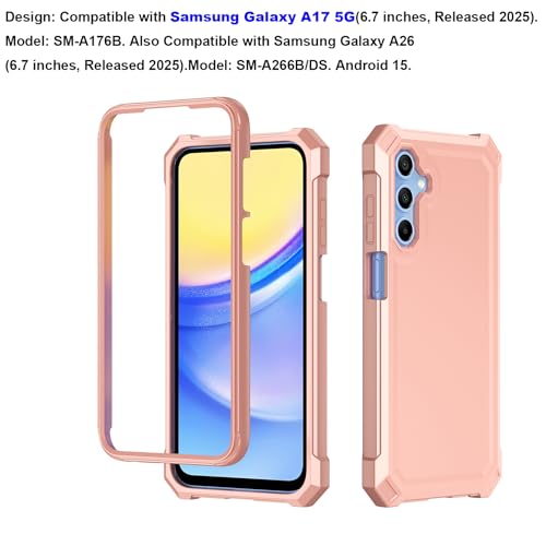 for  Galaxy A26 Case with Screen Protector, Galaxy A17 5G Dual Layer Phone Case, Shockproof Corners TPU Bumper, Slim Silicone, Rugged