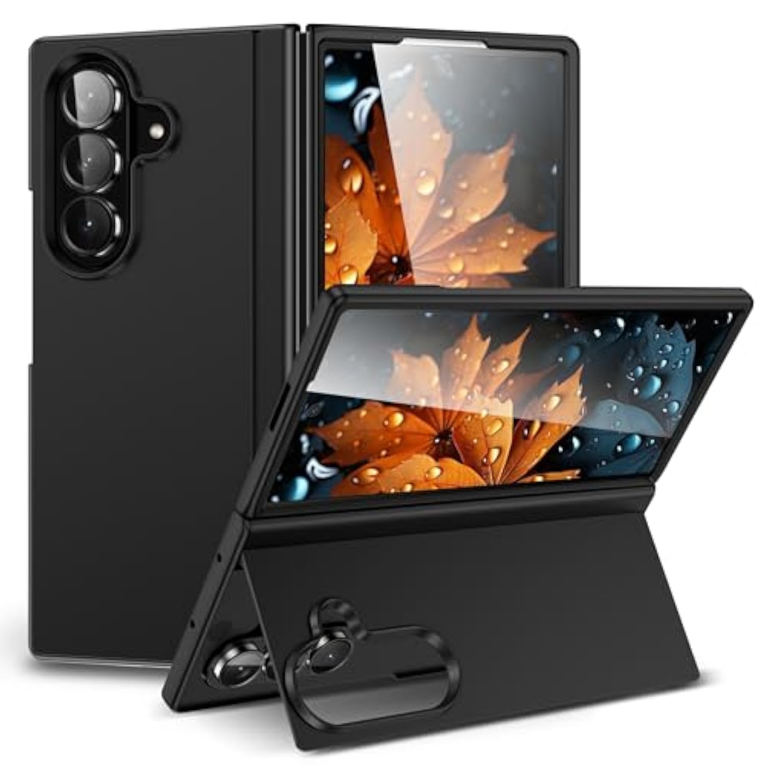 For Samsung Galaxy Z Fold 7 Case With Holder, Hard Pc Protective Case, Scratch-Resistant Rugged Cover For Galaxy Z Fold 7, Folding Stand Case (Black)