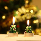 12 Pieces Christmas Tree Tealight Candles Handmade Delicate Tree Candles For Christmas Home Decoration Gifts (Green, White)