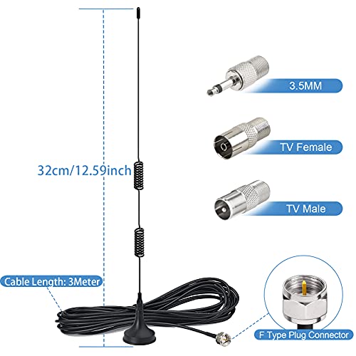FM Radio Antenna Magnetic Base for Pioneer Onkyo Yamaha Marantz Sherwood Indoor Digital HD FM Radio Bluetooth Home Stereo Receiver AV Audio Video