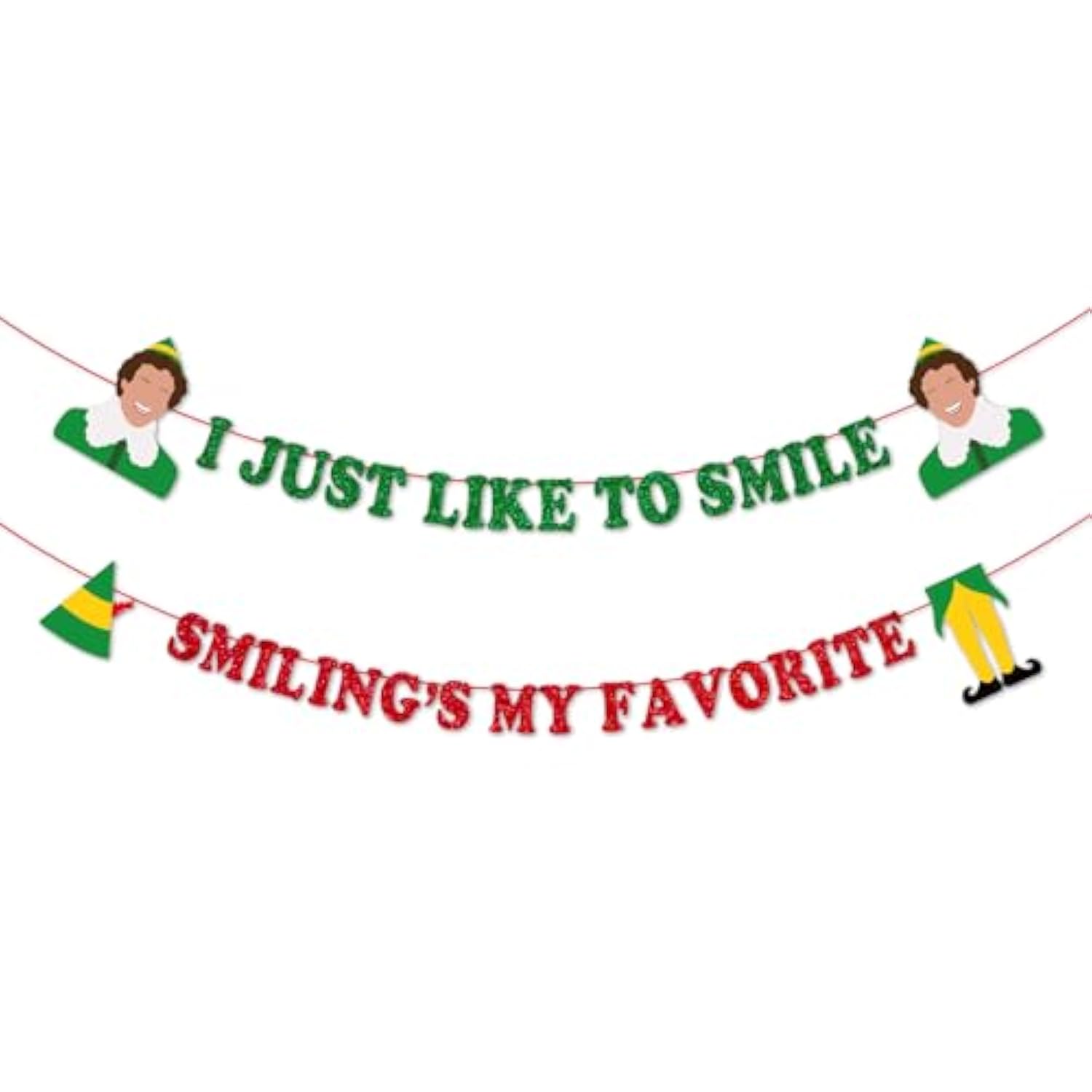 Funny Elf Christmas Decorations, Novelty Buddy The Elf Party Banner Decor Supplies, Holiday Hanging Sign For Fireplace Mantle Wall Decor, Christmas Party Photo Booth Backdrop - I Just Like To Smile