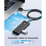 USB 3.0 Hub, ORICO 4-Port USB Hub with 6FT Long Cable, Ultra Slim USB Splitter