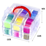 188 Embroidery Floss Set Including Cross Stitch Threads Friendship Bracelet String With 2-Tier Transparent Box, Floss Bobbins And Cross Stitch Kits