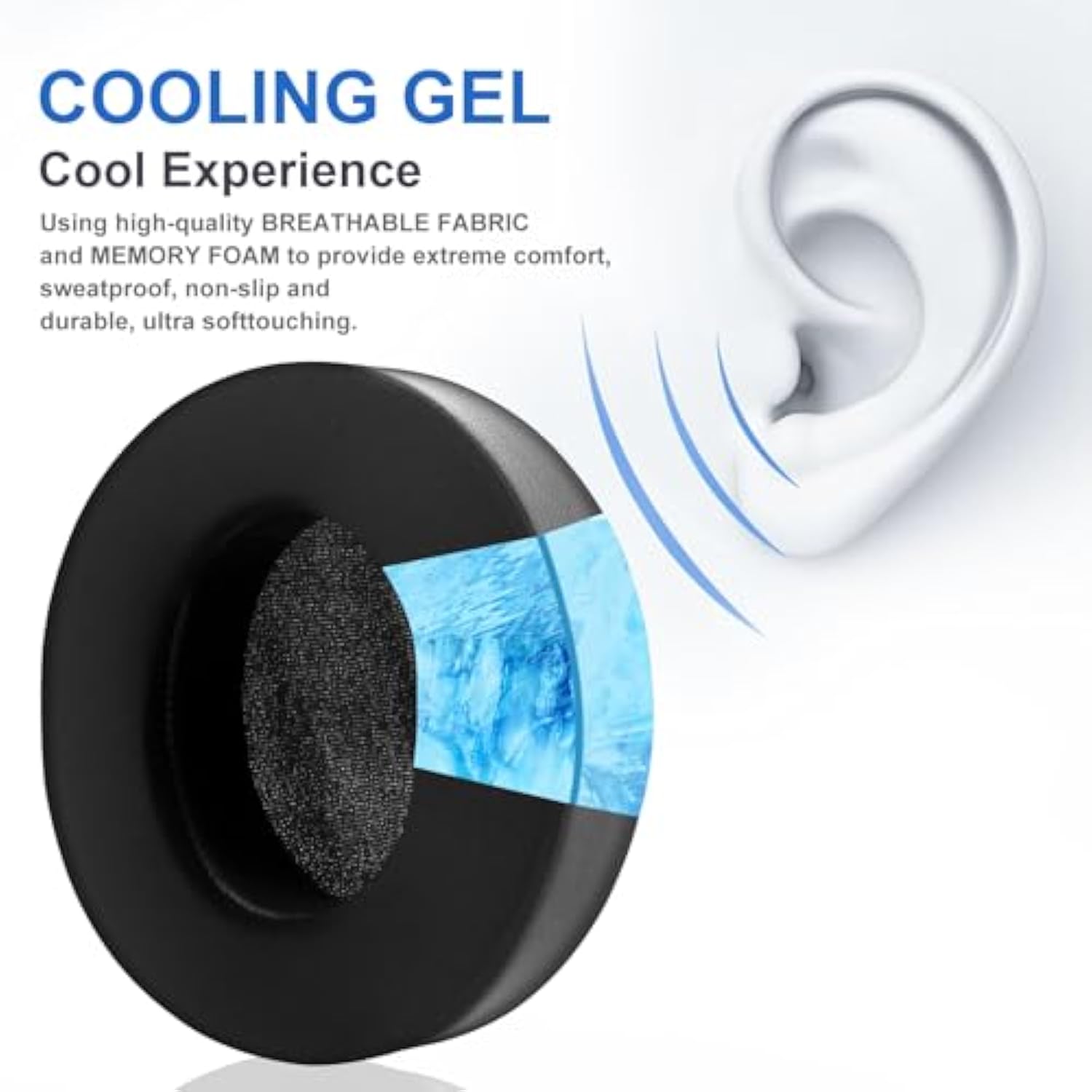 Fidelio X2 Cooling Gel Ear Pads Replacement Ear Cushions Compatible With Philips Audio Fidelio X2Hr, X2, X1 Headphones High-Density Memory Foam Earpads Earmuffs Ear Cups Cover Repair Parts - Black