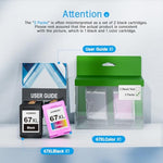 67Xl Ink S Black/Color Combo Pack Compatible For Hp Ink 67 67Xl Work For Deskjet 2700 2700E 2755 2755E 2855E 4100 4155E 4133E 4255E Envy 6000 6455E 6020E 6400 6475E 6075 6055E Printer 2 Pack