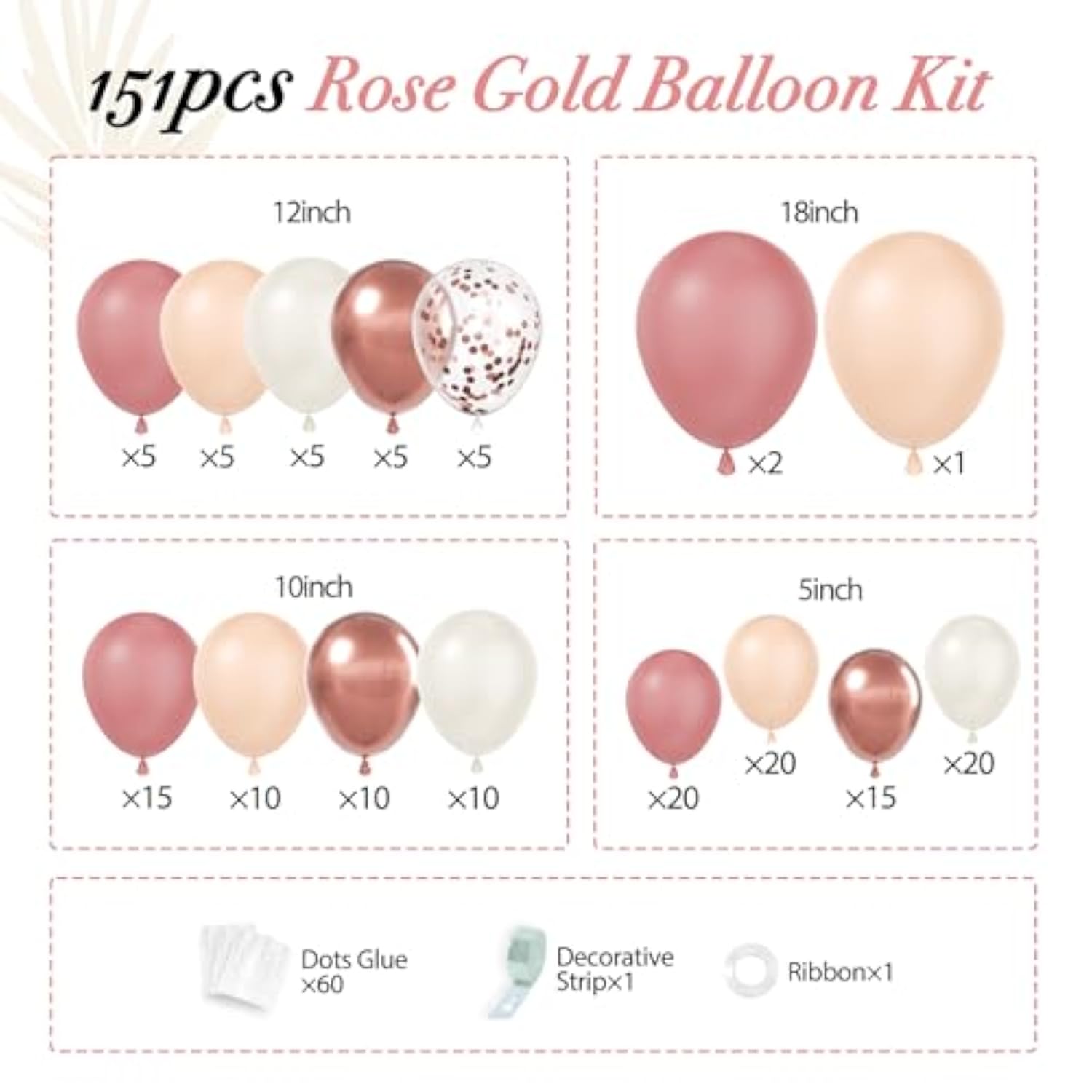 150Pcs Blush Pink Balloon Arch Kit for Boho Baby Shower, Wedding & Party Decorations