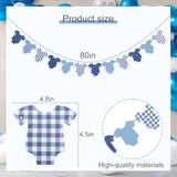 Blue Bodysuit Banner - Baby Shower Decoration Gingham Banner,Baby Bodysuit Gender Reveal Party(Navy)