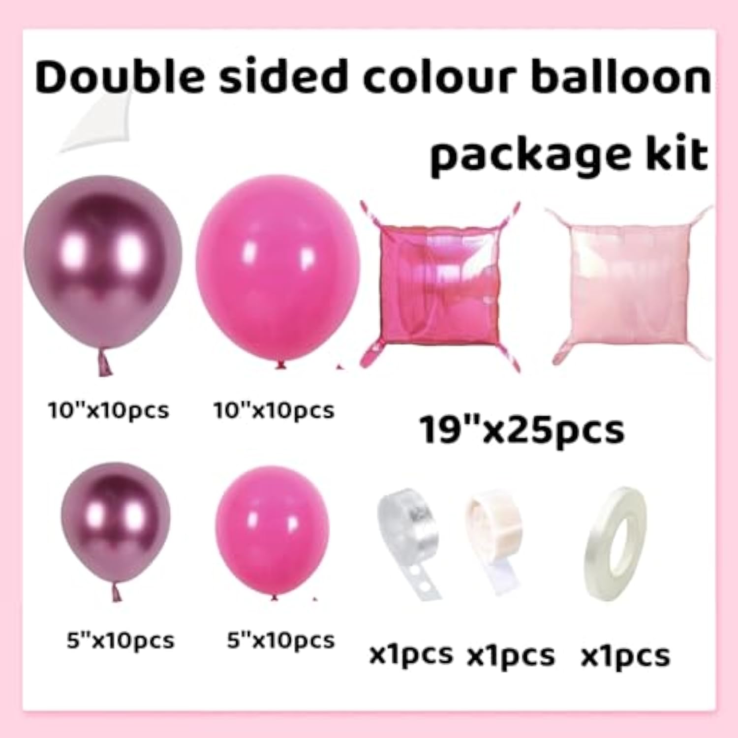 Metallic Hot Pink Foil Balloon Arch Kit – Square Mylar Balloons for Party Backdrops & Events