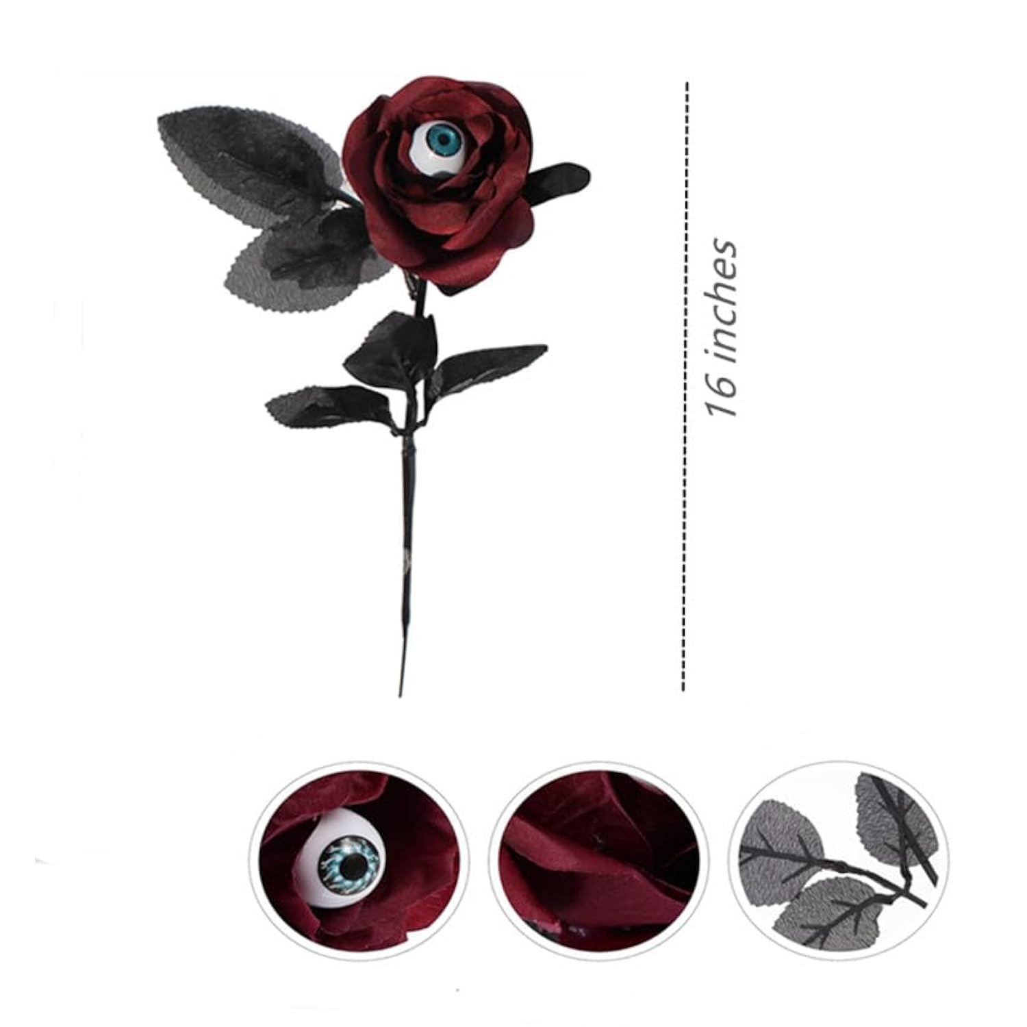 10 Artificial Roses With Eyeballs For Halloween Party Rose Bouquet, Used For Flower Arrangement, Party Home Decoration (Red Black)