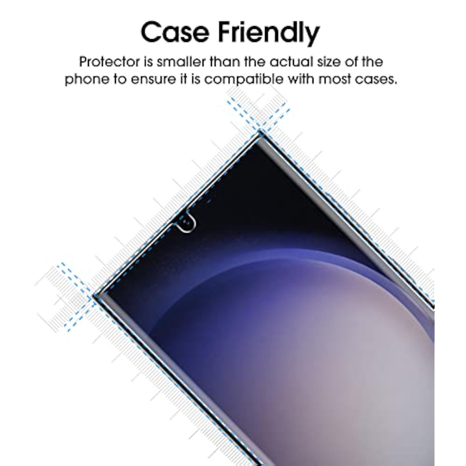 amFilm 2+2 Screen Protector Compatible with Samsung Galaxy S23 Ultra Tempered Glass and Camera Lens Protector 5G 6.8 inch, Fingerprint Sensor Compatible, UV Gel Adhesive Installation(2 Pack)