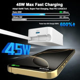 Retractable Wall Charger, 45W Pd Fast Usb C Charging Block With Retractable Type-C Cable, 45W Travel Charger Fast Charging Foldable Plug Adapter With For Iphone 16/15 Pro Max, Ipad Pro, Galaxy, Pixel
