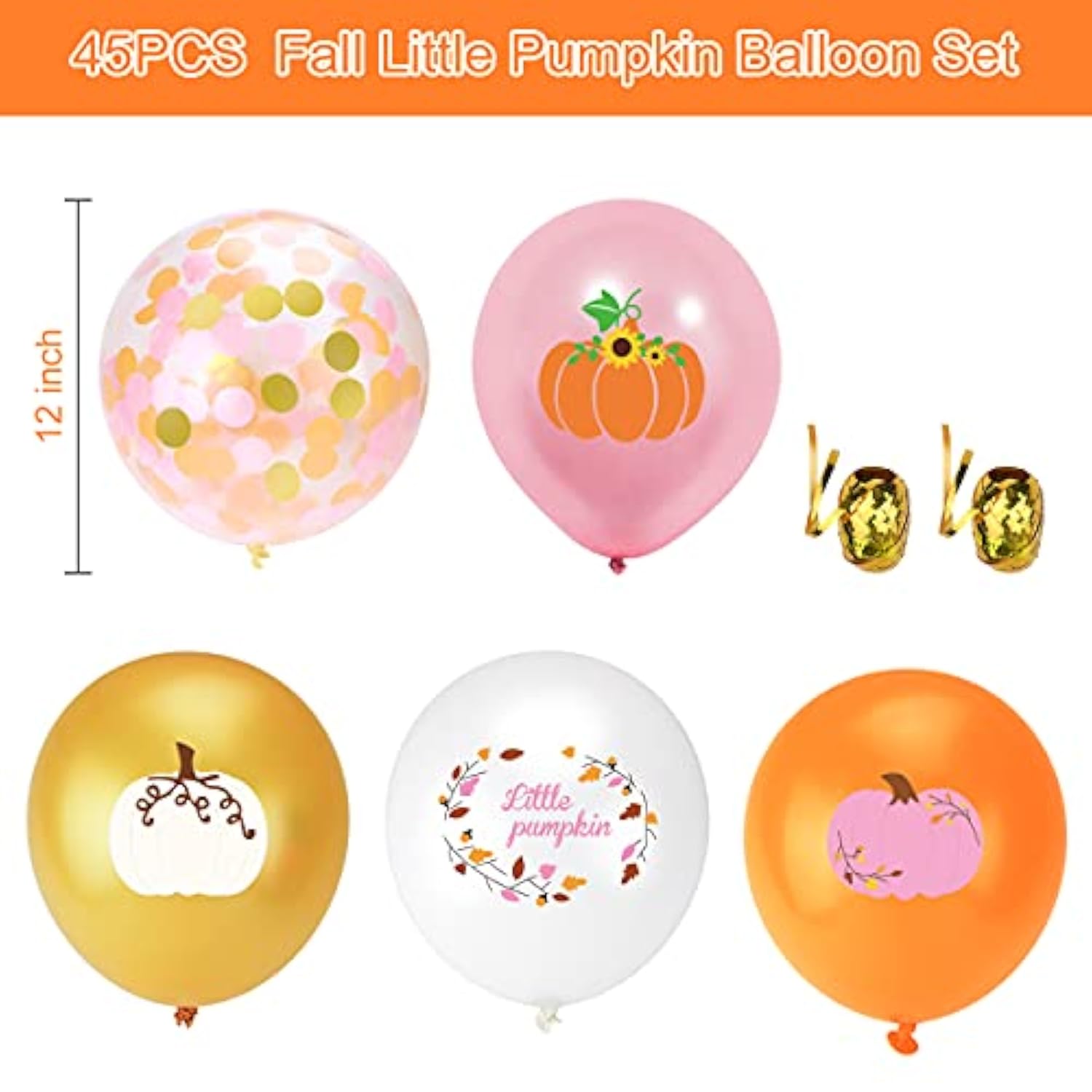 Little Pumpkin Fall Balloons Maple Leaf Confetti Garland Birthday Baby Shower