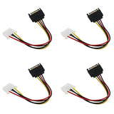 4Pcs Sata 15Pin Male To 4Pin Ide Molex Female Cable For Serial Ata Hard Drives