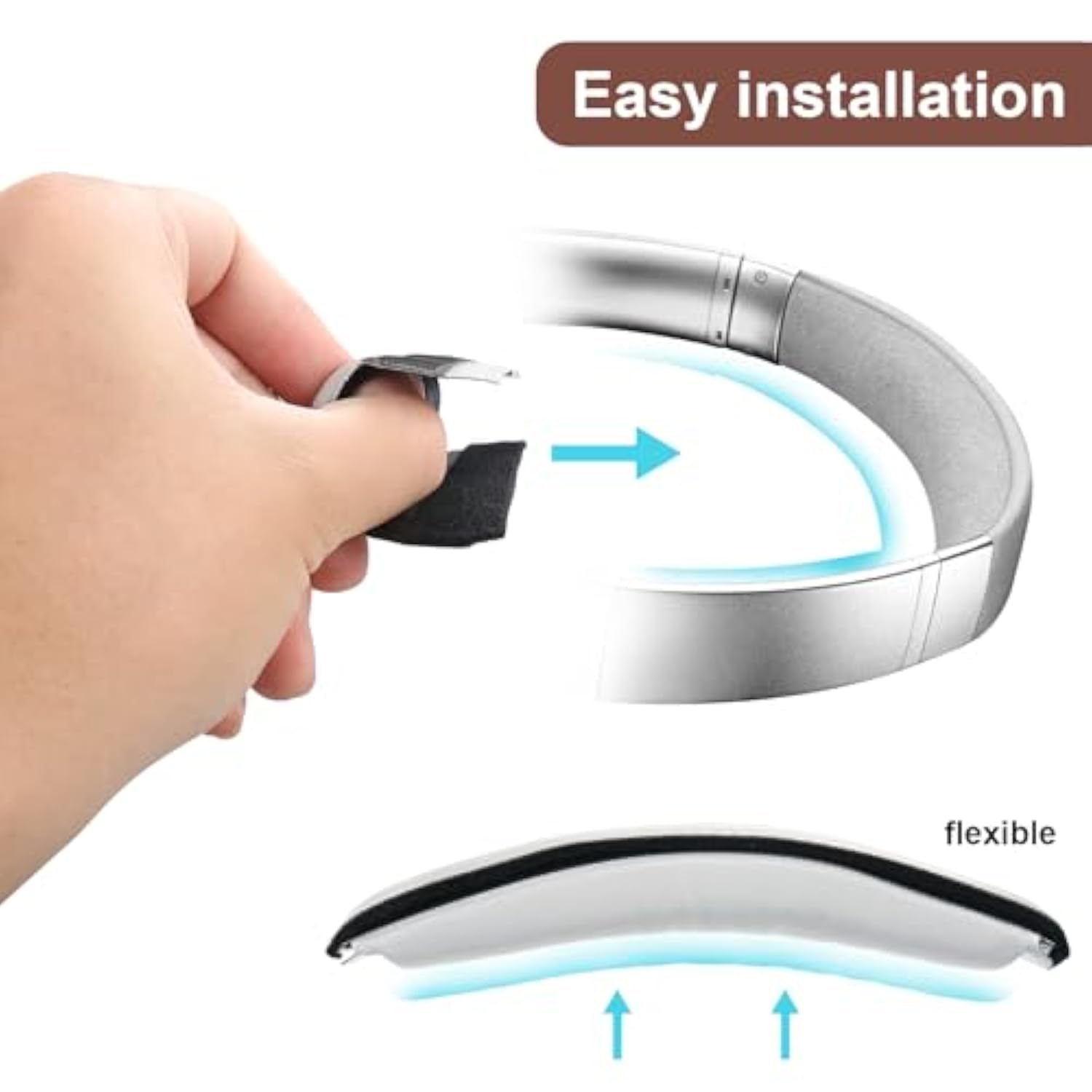 Qc35 Replacement Headband Pad Cuhsion Compatible With Bose Quietcomfort Qc35 Qc35 Ii Headphones Soft Protein Leather And Velcro Fastener Top Headband Sliver
