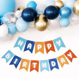 Blue Happy Birthday Banner, Blue And Orange Themed Party Decorations Supplies For Boy And Girl, Birthday Banners Decor Backdrop