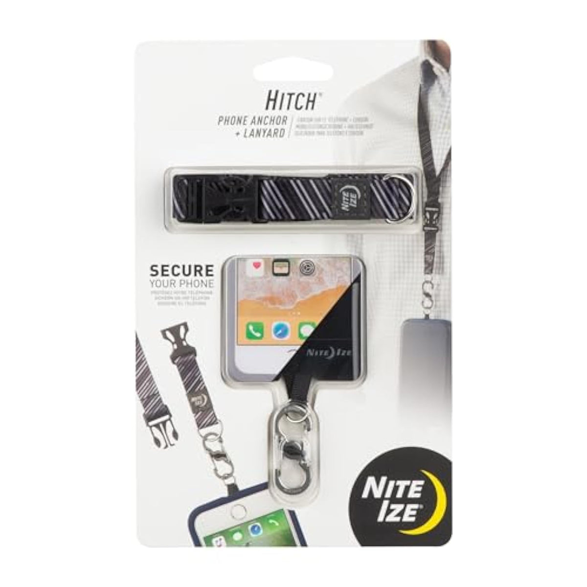 Nite Ize Hitch Phone Anchor & Lanyard – Secure Cell Phone - Anchor & Quick-Release Lanyard for Drop Protection & Convenience – Black