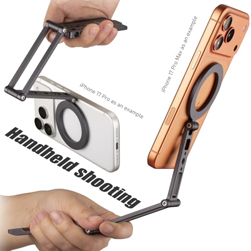 Ultra-Compact Magnetic Tripod Stand: Aluminum Phone Mount for iPhone 17/16/15/14/13/12 Pro Max, Adjustable Cellphone Holder with 1/4 Screw & Travel