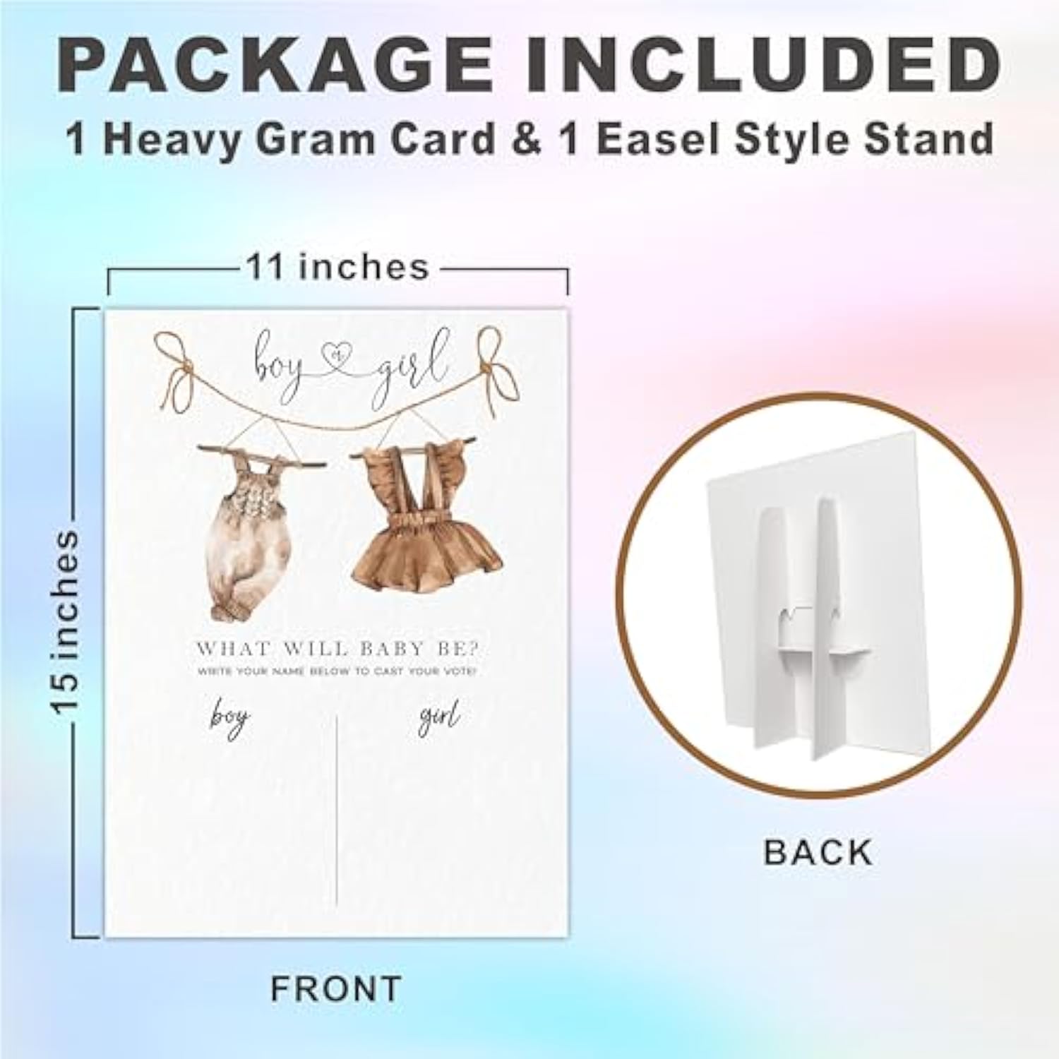 11""X 15"" Gender Reveal Signature Voting Self-Standing Sign, Retro Baby Clothes, What Will Baby Be Guess He Or She Game For Baby Shower Party, Party Favor & Decoration-A04