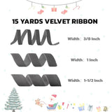 15 Yards Velvet Ribbon 1-1/2 Inch Single Face Grey Velvet Ribbon Spool Prefect For Wedding, Ribbons For Gift Wrapping, Christmas Tree Ornaments Wreath Hair Bows, Ribbons For Crafts