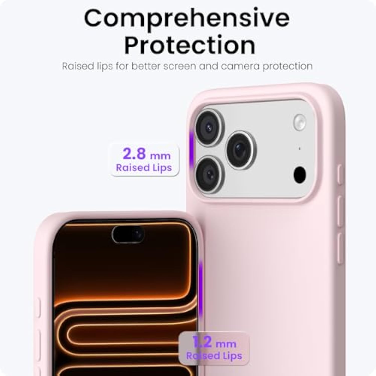 Compatible With Iphone 17 Pro Max Case 6.9", Slim Liquid Silicone 3 Layers Soft Gel Rubber Shockproof Protective Cover With Anti-Scratch Microfiber Lining-Chalk Pink