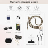 Phone Crossbody Strap, Cell Phone Lanyard For Women, 1× Leather Phone Strap, 1× Leather Phone Wrist Strap, 2× Pads, Phone Charm Compatible With Most Smartphones, Women'S Bag(Adjustable Black)