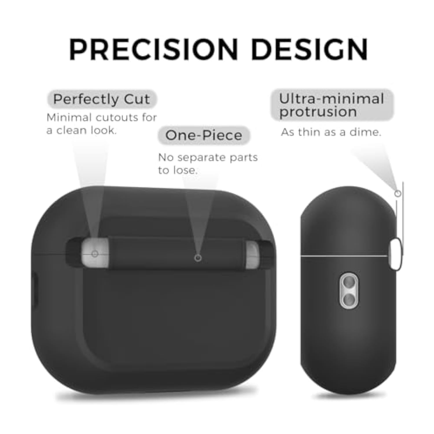 AirPods Pro 3 Case - Simple Smart Design Silicone Case for Apple AirPods Pro 3rd Generation, Black