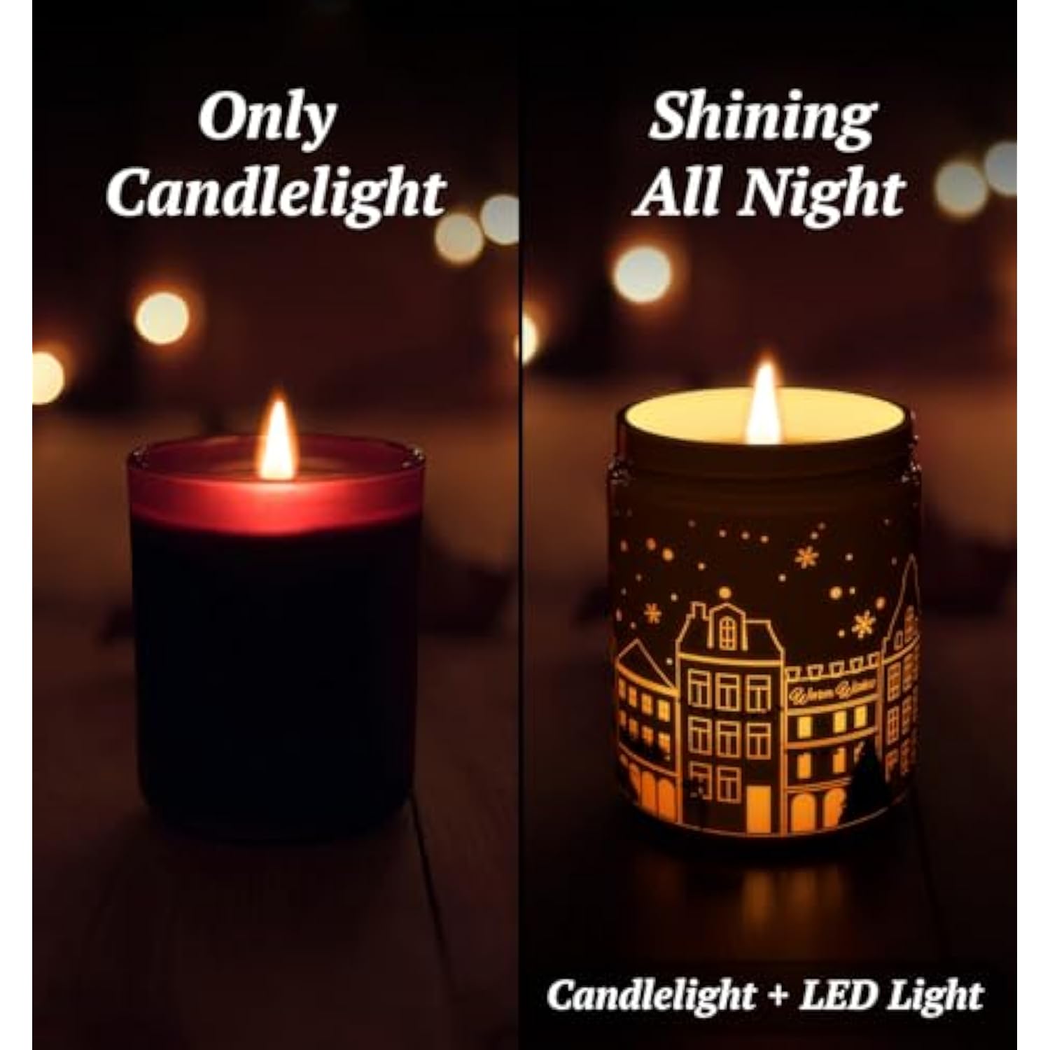 Merry Christmas Candles With Warmer Led, Christmas Decor Gifts Winter Candle With Pine Wood Spice Scents, Cypress Candle Over 40 Hours Burn Time, Home Decorations Indoor, 100% Soy Wax,White