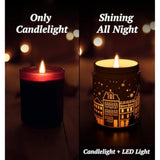 Merry Christmas Candles With Warmer Led, Christmas Decor Gifts Winter Candle With Pine Wood Spice Scents, Cypress Candle Over 40 Hours Burn Time, Home Decorations Indoor, 100% Soy Wax,White