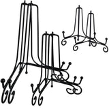 6Pcs 3 Size Black Iron Plate Stands For Display - 4, 6, 8 Inch Decorative Metal Plate Holders - Mini Easel, Frame, Book, Card, Plaque, Bowl, Picture Display Stands