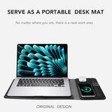 5-In-1 Laptop Sleeve With Wireless Charging For Ipad Macbook Pro 12" 13" 14", Charge Mat For Phone Earbuds Iwatch, Executive Office Organizer With Pocket, Waterproof Vegan Leather Case (Black)