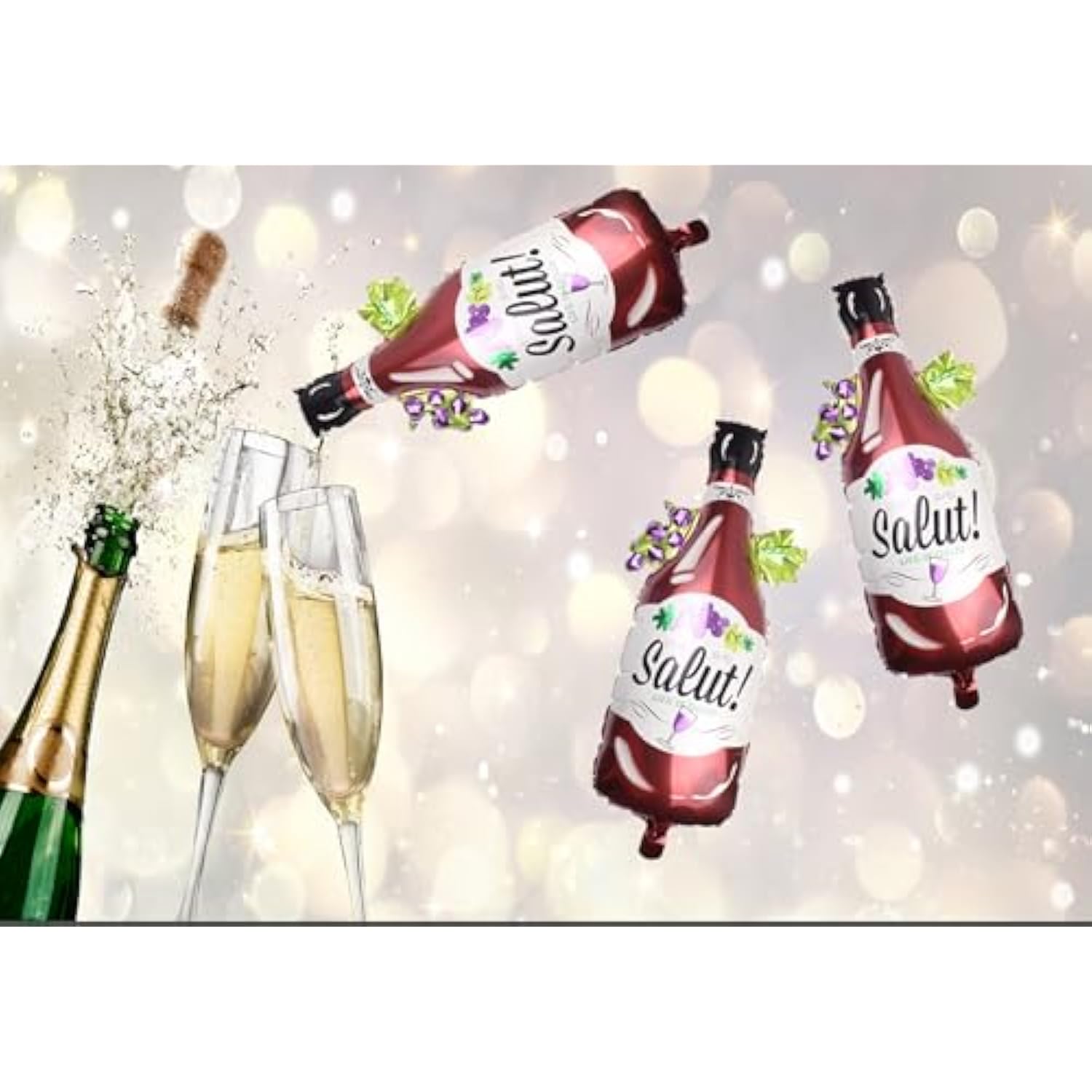 2 Pcs Grape Bottle Foil Balloons Birthday Engagement Bachelorette Party Decoration